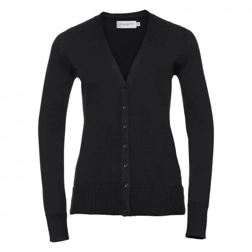 Russell Collection Womens/Ladies Deep V Cardigan Knit Fabric Woven Fabric Fleece Fabric Russell Collection Womens/Ladies Deep V Cardigan Knit Fabric Woven Fabric Fleece Fabric