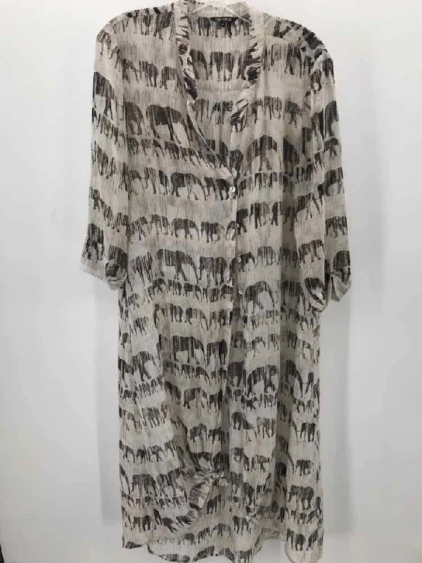 Pre-Owned Nic + Zoe Ivory Size Medium Cardigan Blouse Fitted Slim Tailored