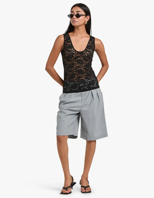 Wallis Lace Scoop Neck Tank - Black neon tank top