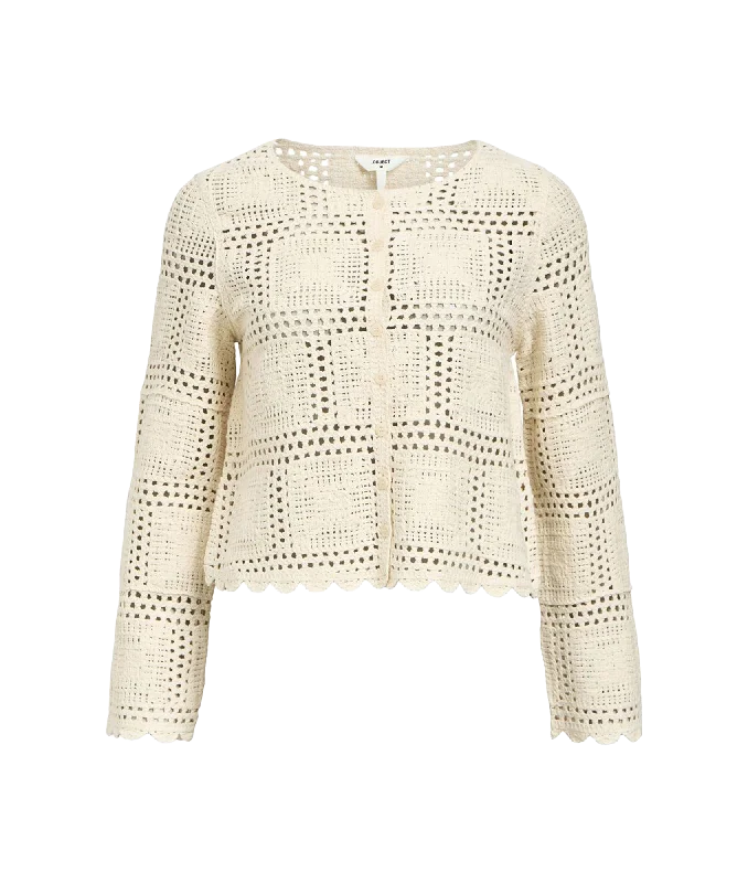 Orella L/S Knit Cardigan - Beige Open Front Closed Front Wrap Front