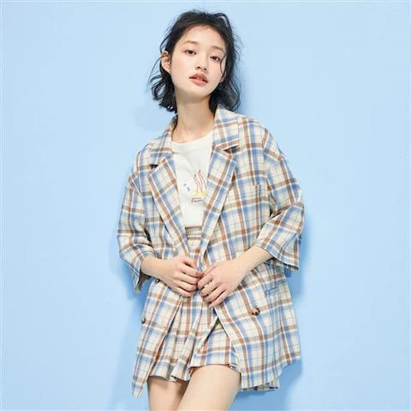 Womens Skirt Suit 2022 Summer Plaid Korean Jacket Casual Design Sense Suit Skirt Two Piece Set Formal Skirts Suits for Women V-Neck Jacket Boat Neck Jacket Square Neck Jacket Womens Skirt Suit 2022 Summer Plaid Korean Jacket Casual Design Sense Suit Skirt Two Piece Set Formal Skirts Suits for Women V-Neck Jacket Boat Neck Jacket Square Neck Jacket