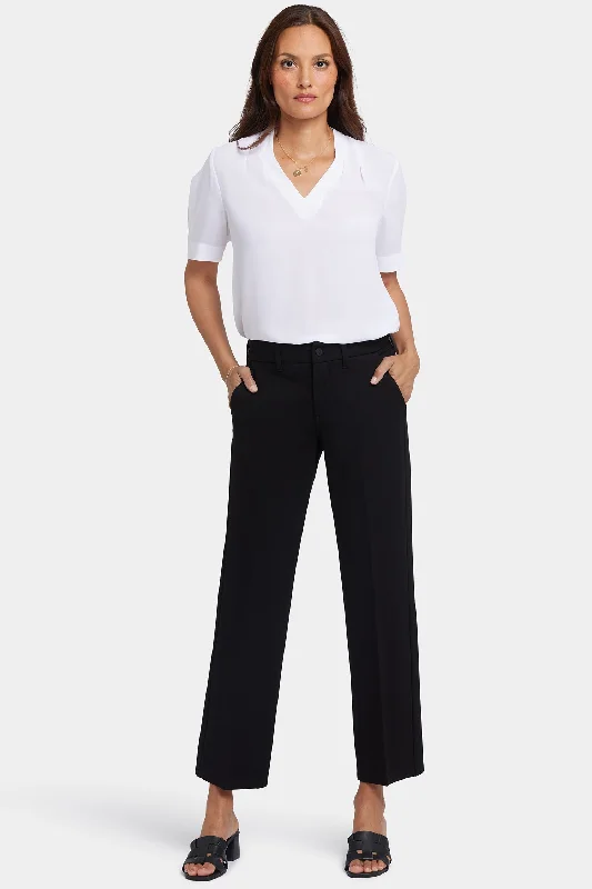 Straight Trouser Pants - Black Classic Straight-Leg Pants