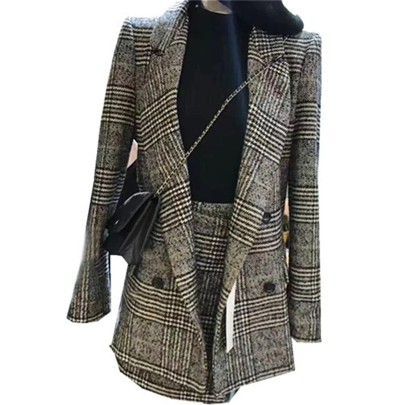 Selling 2022 lattice stripes long suit jacket half skirt suit ladies casual suit + skirt two piece set (B482) Cotton Fabric Linen Fabric Terry Fabric Selling 2022 lattice stripes long suit jacket half skirt suit ladies casual suit + skirt two piece set (B482) Cotton Fabric Linen Fabric Terry Fabric
