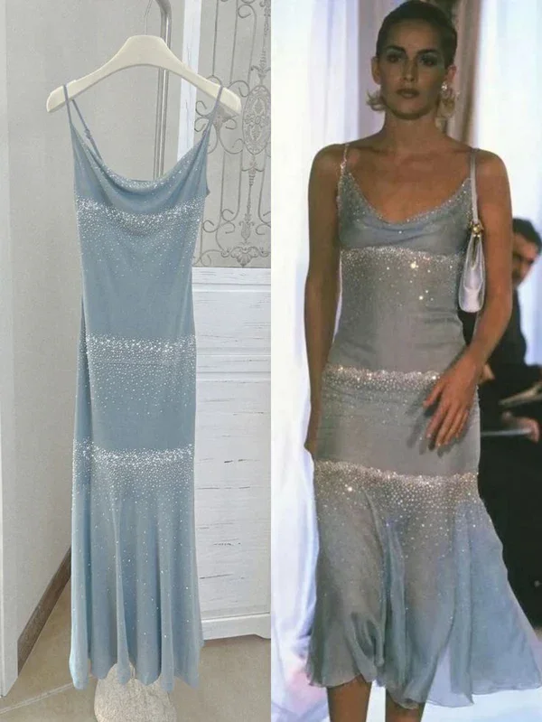 Beautiful Spaghetti Straps Blue Chiffon Beaded Evening Dress,Formal Prom Party Dress cc2677 Tunics Office stylish Beautiful Spaghetti Straps Blue Chiffon Beaded Evening Dress,Formal Prom Party Dress cc2677 Tunics Office stylish