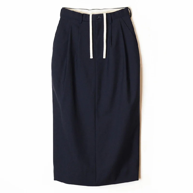 【HOLIDAY/ホリデイ】<br>WOOL DRAWSTRINGS 2TUCK SKIRT <br>25102001 silk skirt elegant