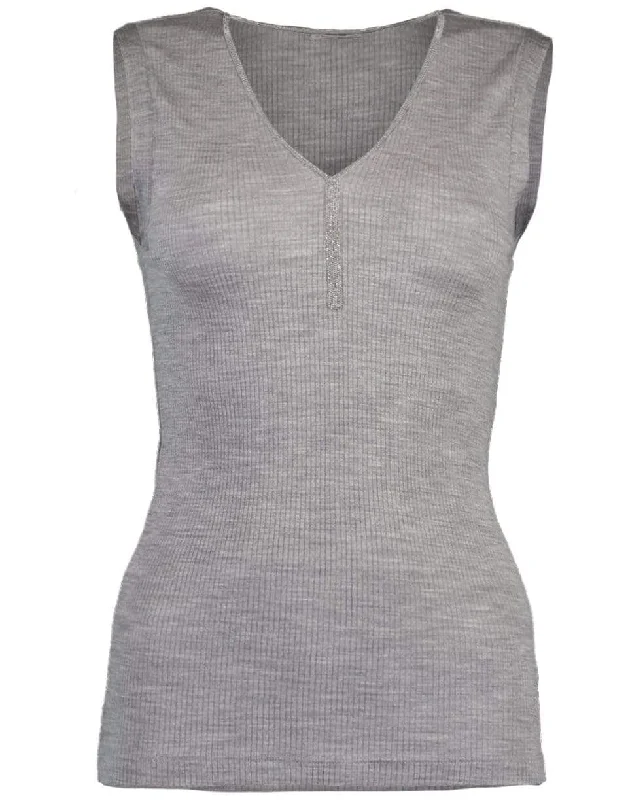 Ribbed Monili Trim Tank summer tank top