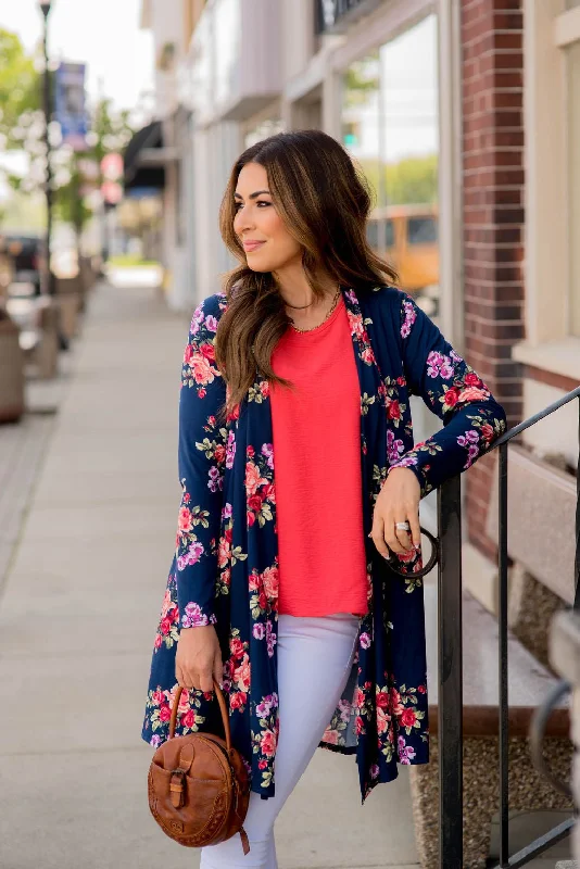 Roses Tunic Cardigan Mesh Cardigan Canvas Denim