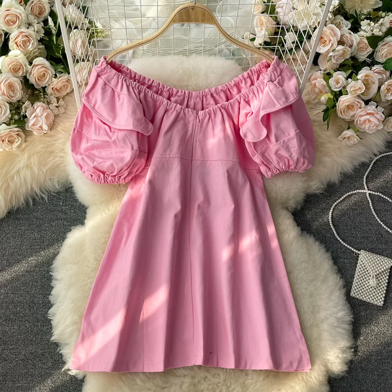 Ruffle bubble sleeve stem orange first love skirt Mori short skirt  3343 high waist skirt