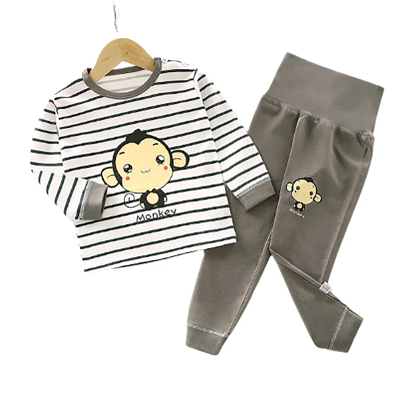 Newborn Toddler Kids Monkey Printed Baby Boys Clothing Set Long Sleeve Tops Pants Little Kids All season Outfits, Brown Casual Sweatpants Style Newborn Toddler Kids Monkey Printed Baby Boys Clothing Set Long Sleeve Tops Pants Little Kids All season Outfits, Brown Casual Sweatpants Style