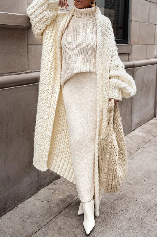 Stylish Warm Chunky Knit Cardigan Open Front Closed Front Wrap Front
