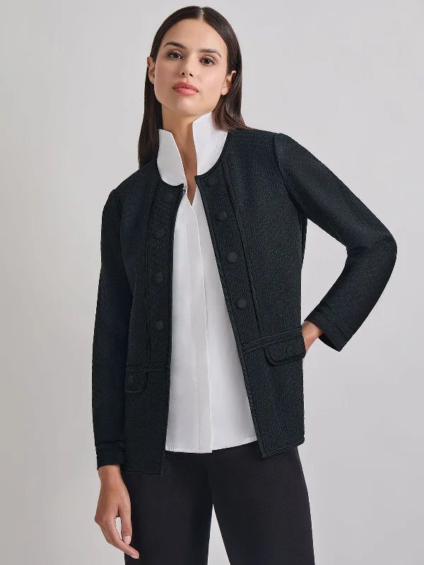 Open Neck Tonal Detail Jacket Striped Jacket Polka Dot Jacket Floral Jacket