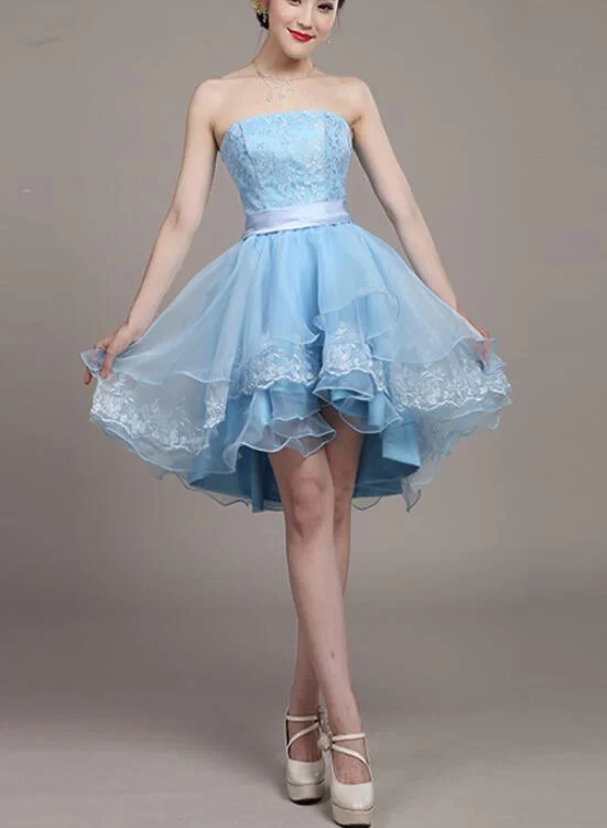 Light Blue Lace and Organza High Low Dresses, High Low Party Dresses, Cute Teen Dresses Tunics Sophisticated sleek Light Blue Lace and Organza High Low Dresses, High Low Party Dresses, Cute Teen Dresses Tunics Sophisticated sleek