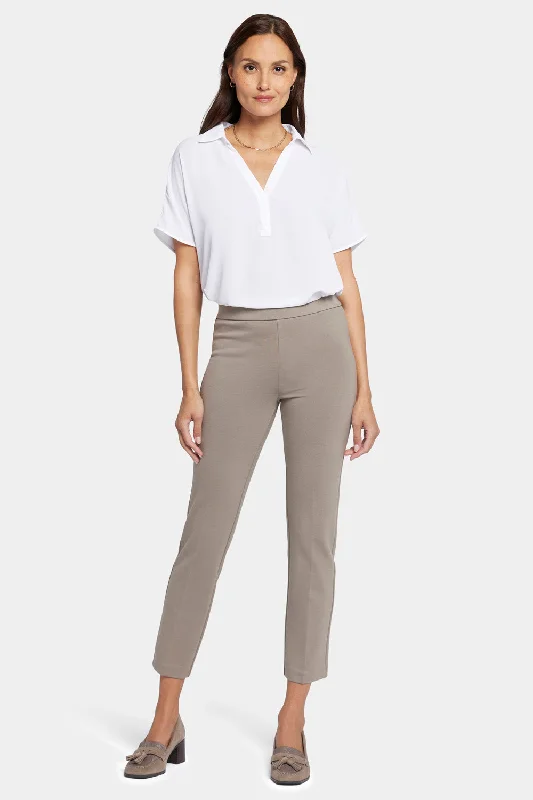 Pull-On Straight Ankle Trouser Pants - Saddlewood Formal Wide-Leg Pants