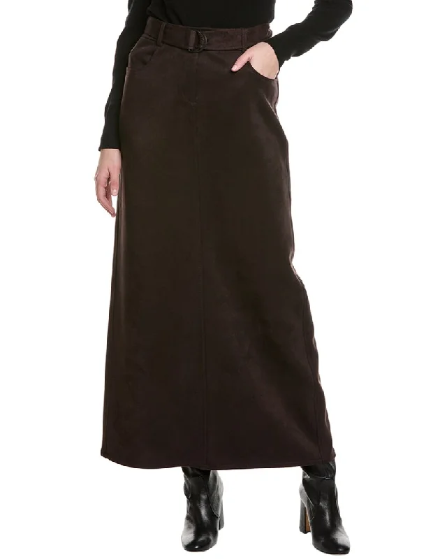 Kenneth Cole Belted Maxi Skirt linen skirt light