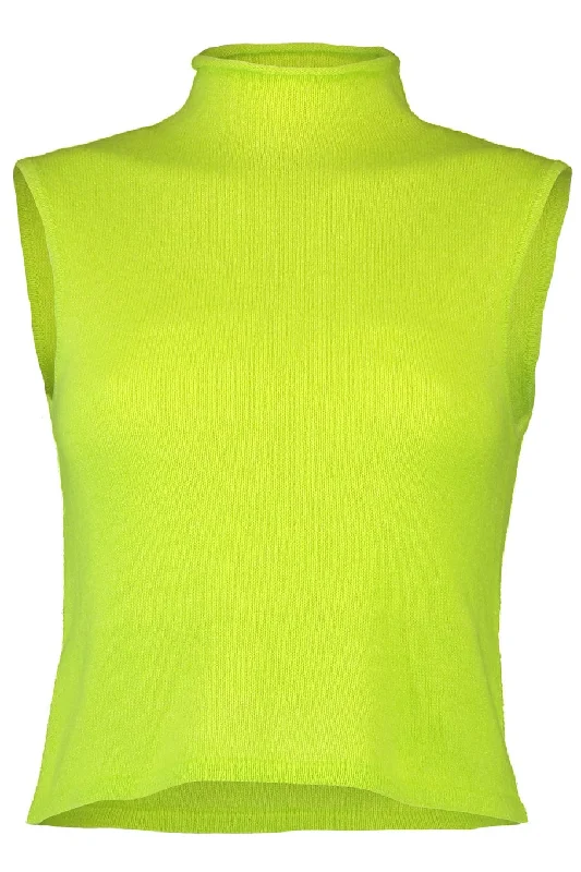 Cashmere Silk Roll Neck Tank mint tank top