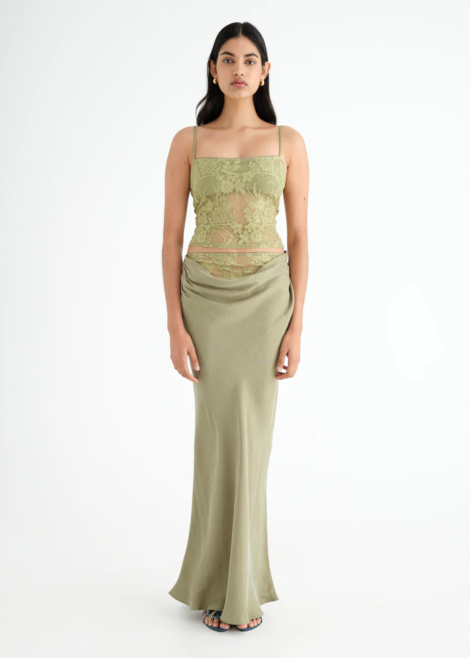 Hire BENNI Miko SET Skirt and Cami Top in Pear Green tulle skirt dreamy