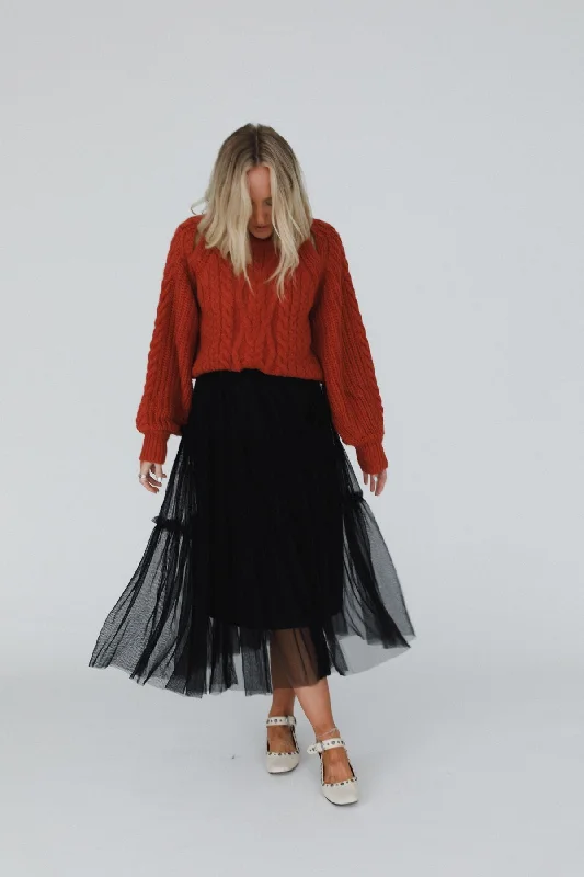 Sonoma Tiered Tulle Skirt - Black belted skirt waist
