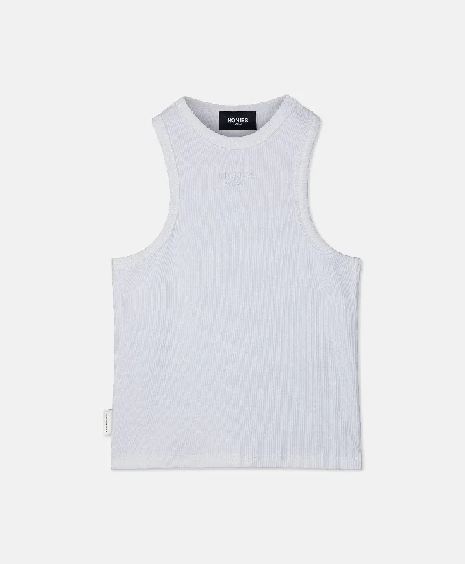HOMIÉS CLUB WOMAN TANK TOP VINTAGE WHITE ribbed tank top