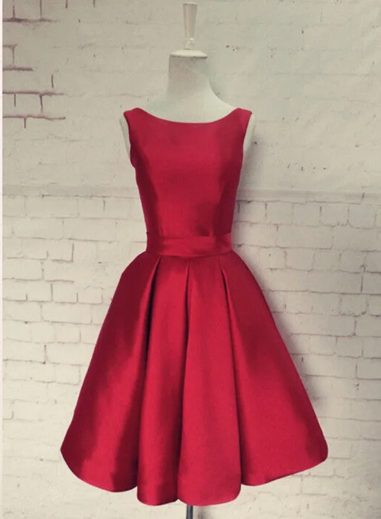 Red Homecoming Dress with Bow, Lovely Party Dresses, Formal Dresses Tunics Solid Classic Red Homecoming Dress with Bow, Lovely Party Dresses, Formal Dresses Tunics Solid Classic