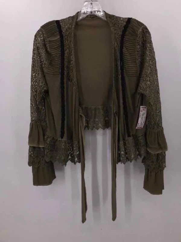 Pre-Owned POL Green Size Medium Cardigan Sweater Spandex Rayon Corduroy