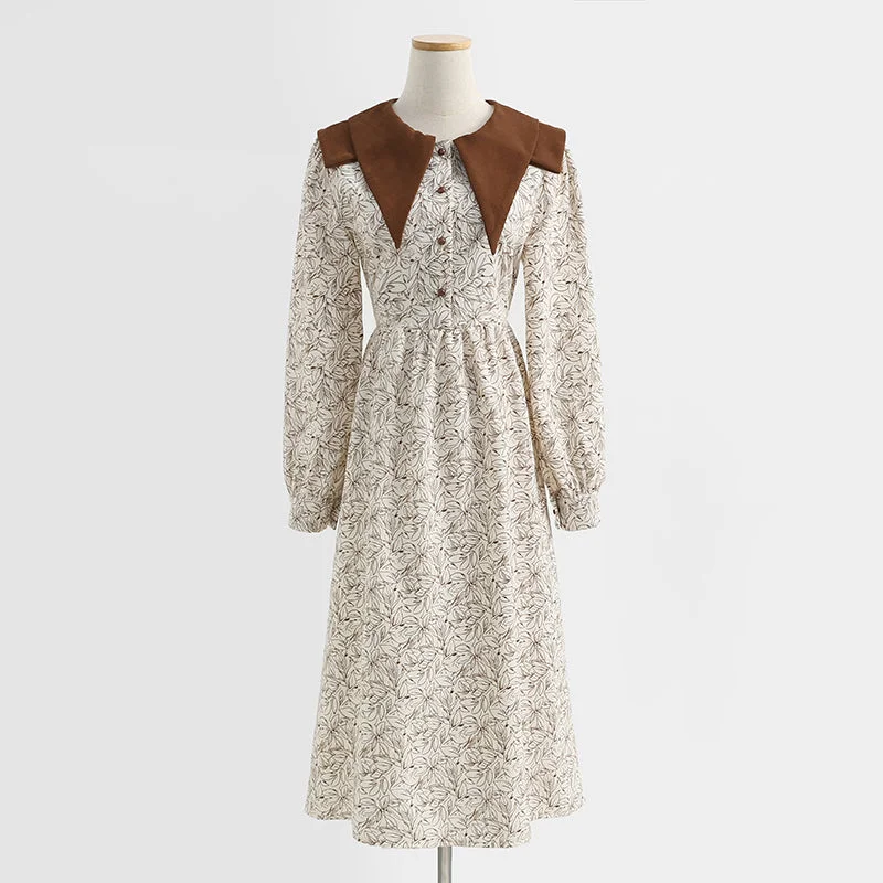 New slim baby collar skirt temperament long sleeve bottomed skirt female  3741 linen skirt relaxed