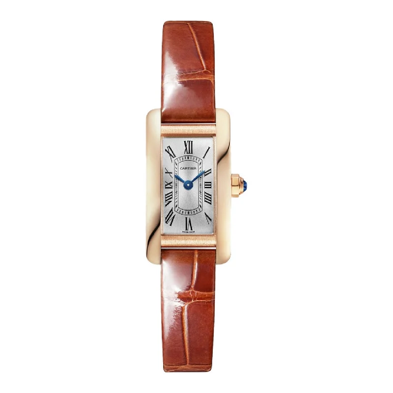 Cartier Tank Americaine 28mm Women's watch - Ref: WGTA0132 - Silver Roman Dial & 18K Rose Gold Case, Brown Alligator Strap flexible tank top Cartier Tank Americaine 28mm Women's watch - Ref: WGTA0132 - Silver Roman Dial & 18K Rose Gold Case, Brown Alligator Strap flexible tank top