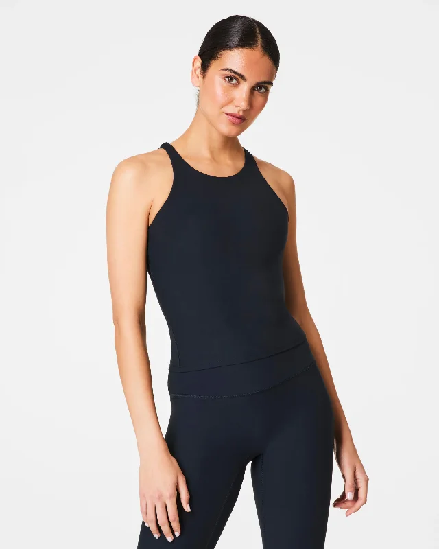 Be High Neck Shelf Tank - Very Black seamless tank top