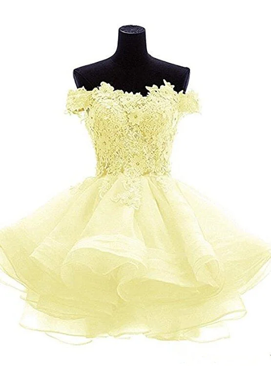 Adorable Light Yellow Organza with Lace Layers Party Dress, Homecoming Dresses Tunics Designer luxury Adorable Light Yellow Organza with Lace Layers Party Dress, Homecoming Dresses Tunics Designer luxury