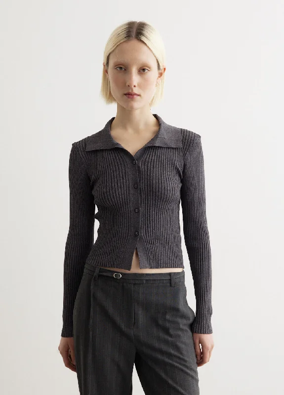 Viceroy Fitted Cardigan Denim Fabric Leather Fabric Suede Fabric