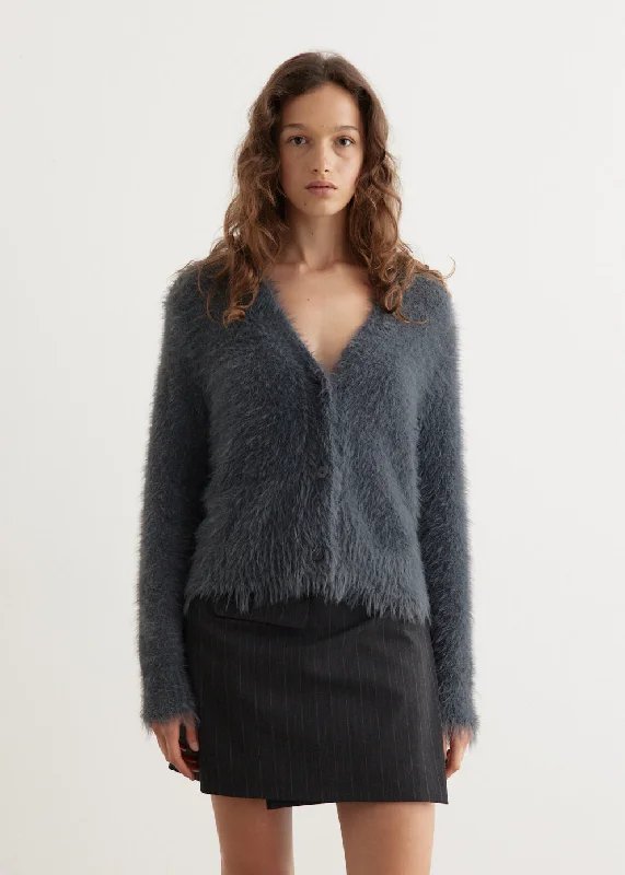 Balto Cropped Cardigan Welt Pockets Slit Pockets Flap Pockets