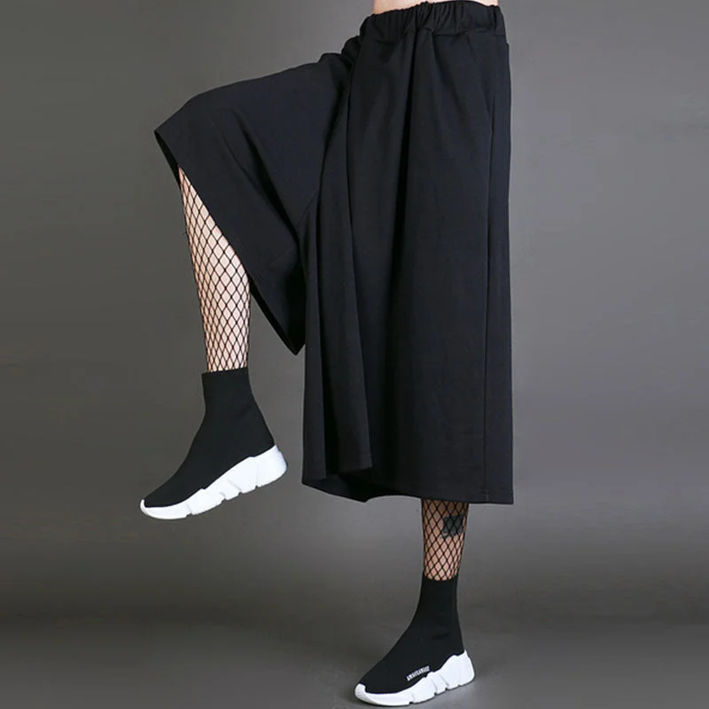 Wide-leg Elastic Waist Irregular Loose Pants Slim-Fit Khaki Pants