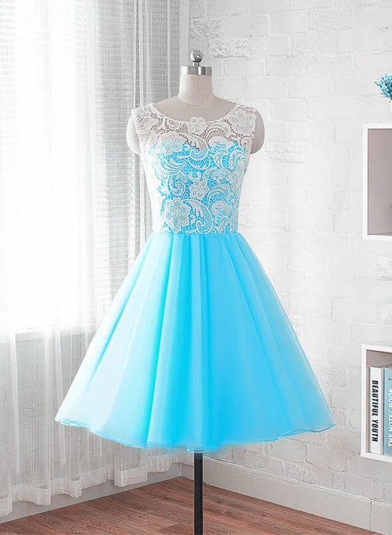 Blue Short Lace Party Dresses, Teen Formal Dresses, Junior Party Dresses Off-the-shoulder Bohemian Festive Blue Short Lace Party Dresses, Teen Formal Dresses, Junior Party Dresses Off-the-shoulder Bohemian Festive