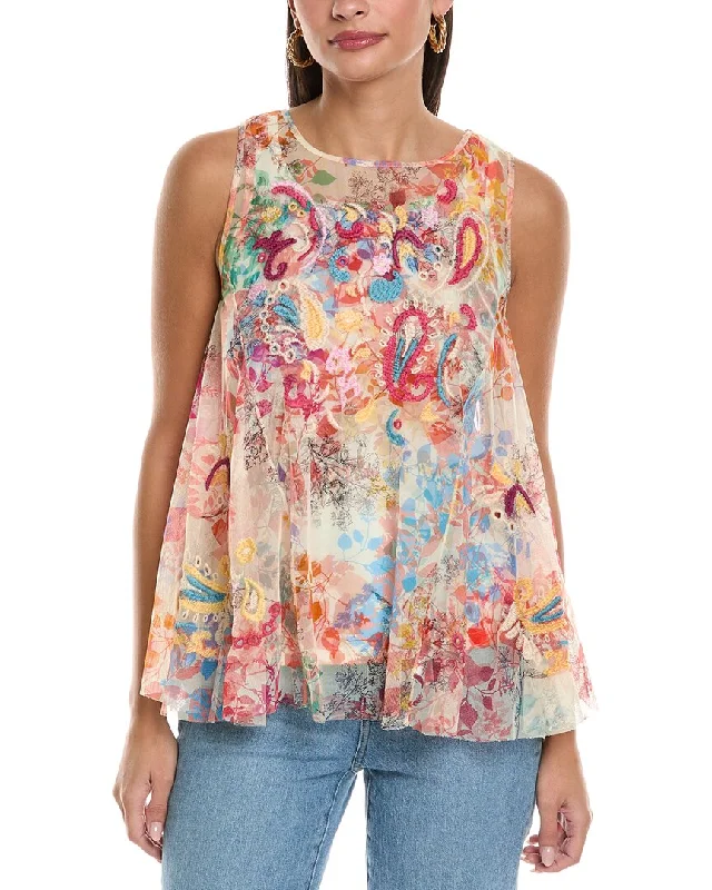 Johnny Was Mazzy Flared Tank mint tank top