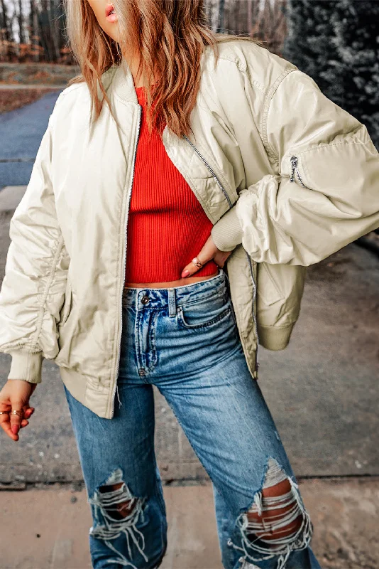 Apricot Zip-Up Puffer Jacket with Side Pockets Collared Jacket Crew Neck Jacket Turtle Neck Jacket Apricot Zip-Up Puffer Jacket with Side Pockets Collared Jacket Crew Neck Jacket Turtle Neck Jacket