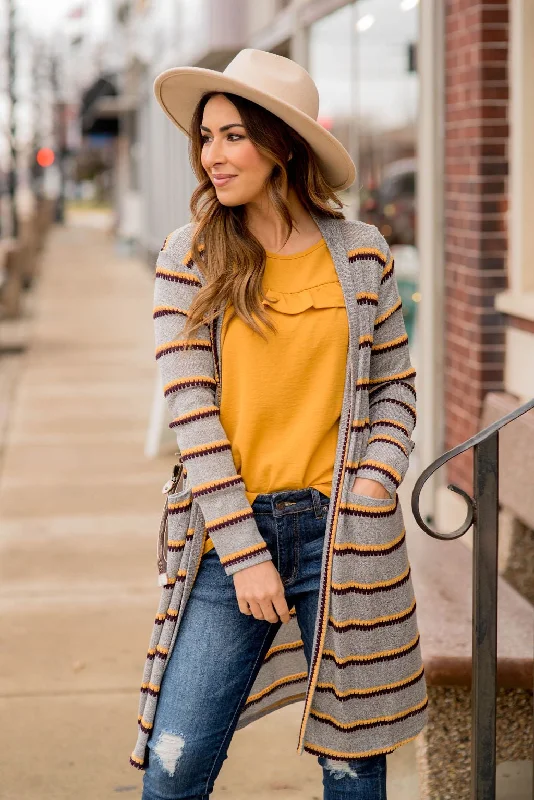 Double Stitched Tunic Cardigan Toggled Drawstring Belted