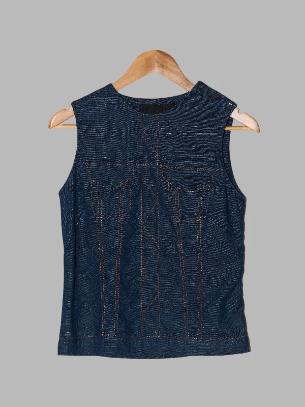 Dirk Van Saene denim trucker jacket trompe l'oeil topstitch sleeveless top Print Jacket Jacquard Jacket Embroidered Jacket Dirk Van Saene denim trucker jacket trompe l'oeil topstitch sleeveless top Print Jacket Jacquard Jacket Embroidered Jacket