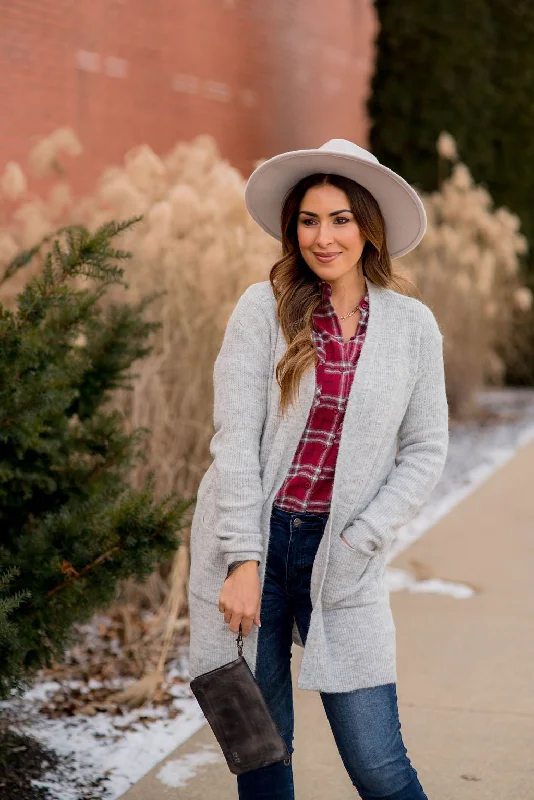 Cozy Lightly Ribbed Tunic Cardigan Fleece Cardigan Nylon Polyester