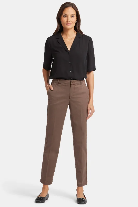 Sadie Slim Pants - Dark Wood Chic Wool Trousers