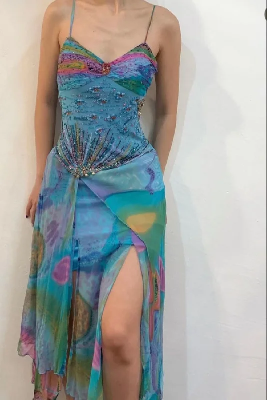 Spaghetti Straps Blue V Neck A-Line Beading Long Party Dress Prom Dress, DP4857 Glittery Long Formal Spaghetti Straps Blue V Neck A-Line Beading Long Party Dress Prom Dress, DP4857 Glittery Long Formal