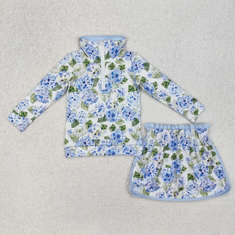 RTS NO MOQ ETA 5/7days Arrived GLD1016 Hydrangea leaf blue and white zipper long sleeve lace pants skirt suit Trendy High-Waist Trousers RTS NO MOQ ETA 5/7days Arrived GLD1016 Hydrangea leaf blue and white zipper long sleeve lace pants skirt suit Trendy High-Waist Trousers