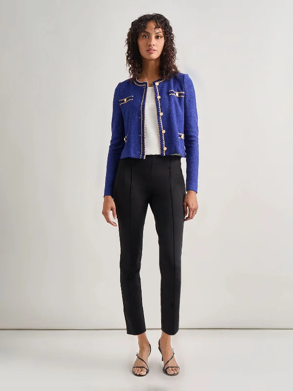 Braided Trim Boucle Knit Jacket Nylon Jacket Polyester Jacket Spandex Jacket