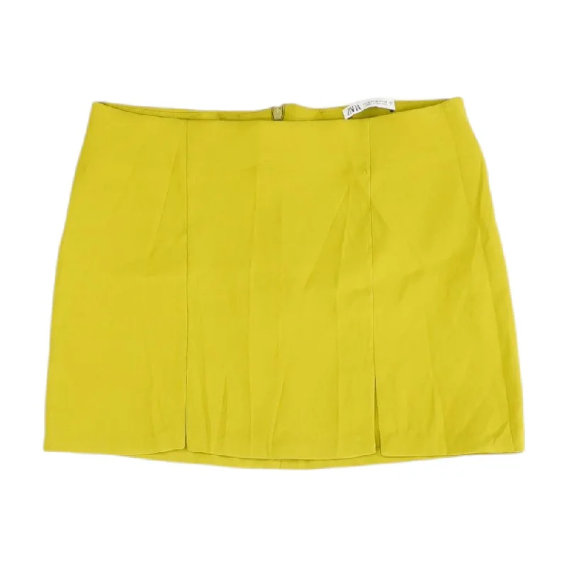 Olive Solid Mini Skirt flowy skirt hem