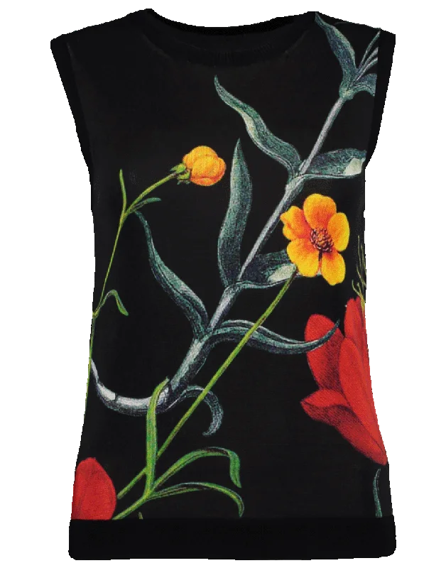 Flower Motif Tank white tank top