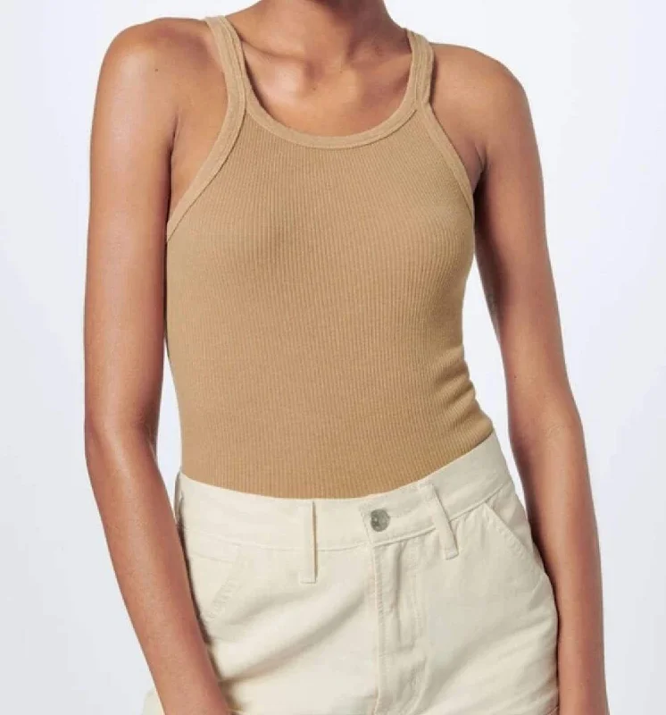 RE/DONE - Ribbed Tank in Caramel Brown Tan coral tank top