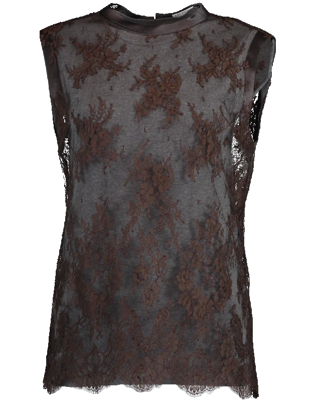 Lace Overlay Jersey Tank off shoulder tank