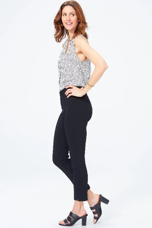 Ankle Pants - Black Fashionable Button-Up Pants