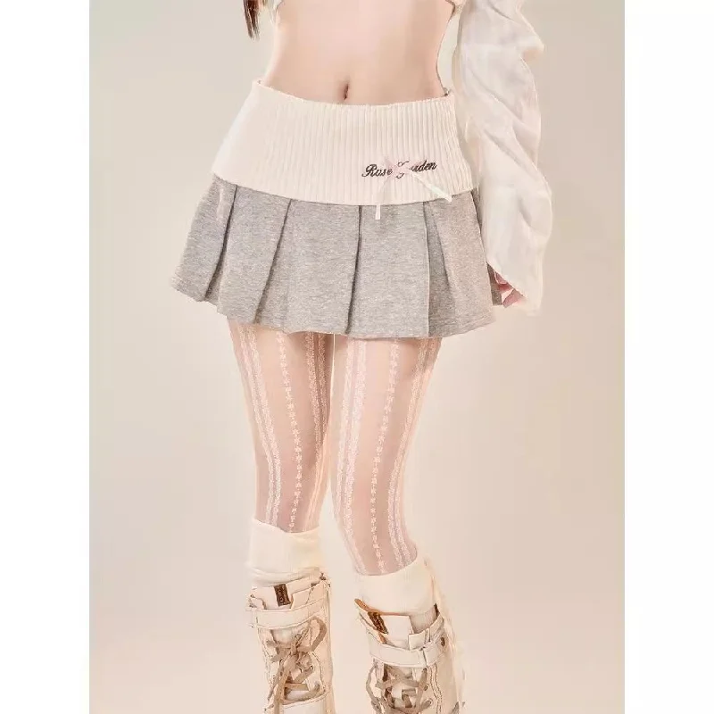 Women's American style embroidered knitted skirt linen skirt breathable