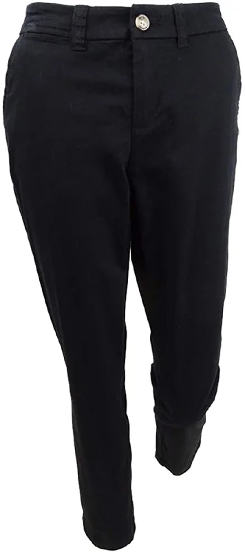 Maison Jules Womens Lou Lou Mid Rise Cuffed Ankle Pants Comfy Cargo Trousers