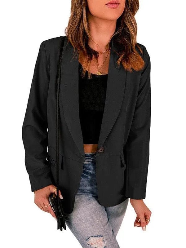Women's Casual Solid Lapel Long Sleeve One Button Blazer Jacket Fleece Fabric Down Fabric Feather Fabric Women's Casual Solid Lapel Long Sleeve One Button Blazer Jacket Fleece Fabric Down Fabric Feather Fabric