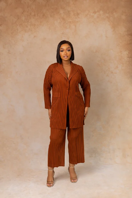 MELANIA ZUKI PANT SET - RICH BROWN Modern Stretch Trousers